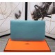 Hermes Dogon Combine Wallet Calfskin In Blue High