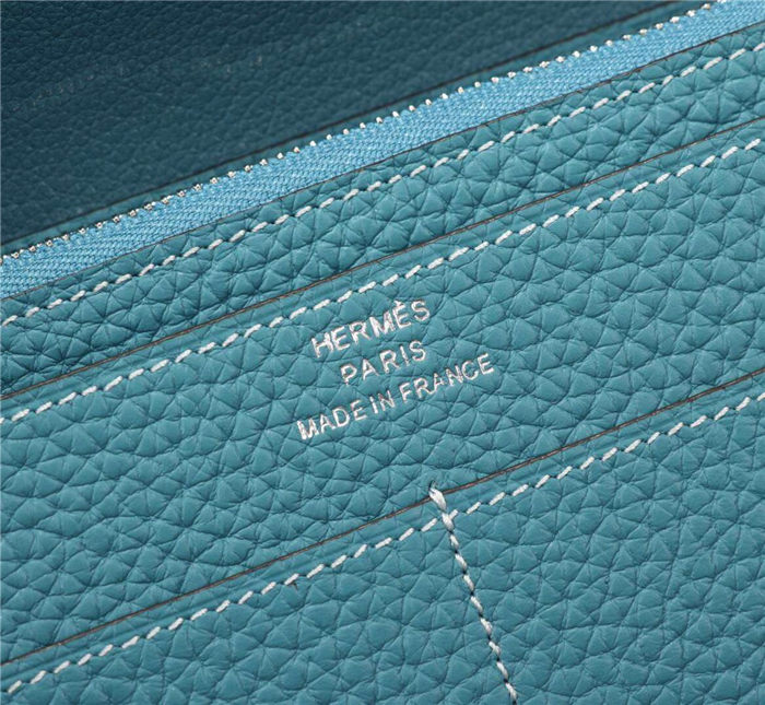 Hermes Dogon Combine Wallet Calfskin In Blue High