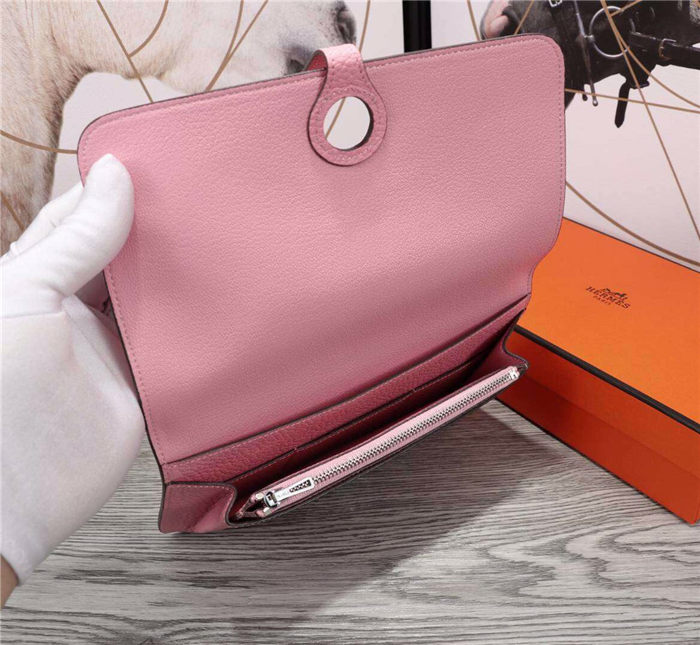 Hermes Dogon Combine Wallet Calfskin In Pink High