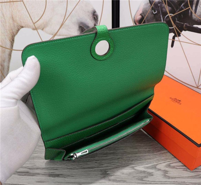 Hermes Dogon Combine Wallet Calfskin In Green High