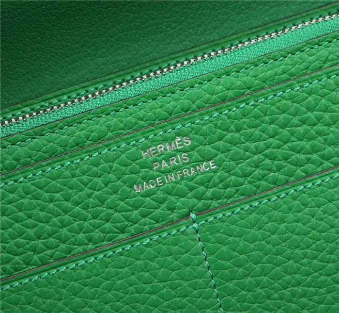 Hermes Dogon Combine Wallet Calfskin In Green High