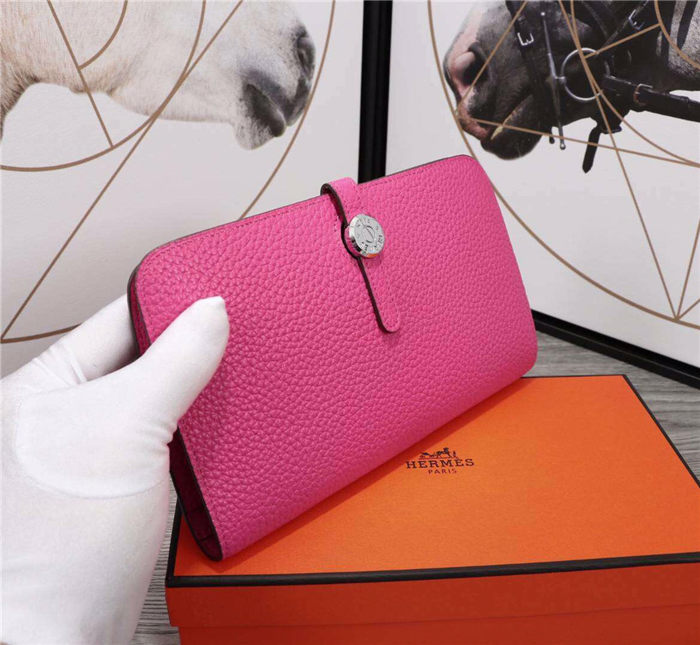 Hermes Dogon Combine Wallet Calfskin In Fuchsia High