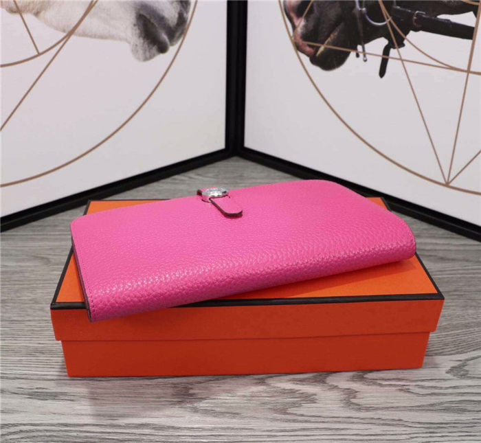 Hermes Dogon Combine Wallet Calfskin In Fuchsia High