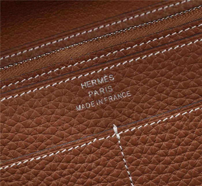 Hermes Dogon Combine Wallet Calfskin In Camel High