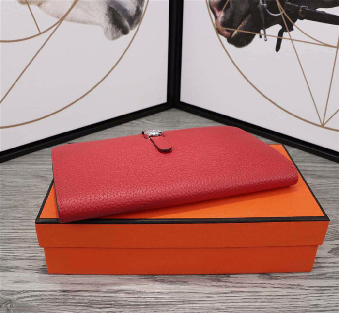 Hermes Dogon Combine Wallet Calfskin In Red High