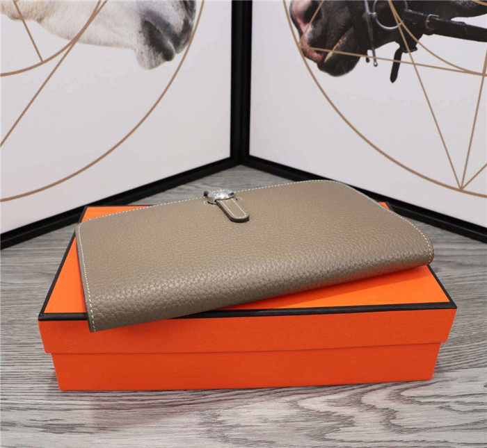 Hermes Dogon Combine Wallet Calfskin In Tourterelle High