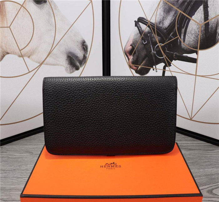 Hermes Dogon Combine Wallet Calfskin In Black High