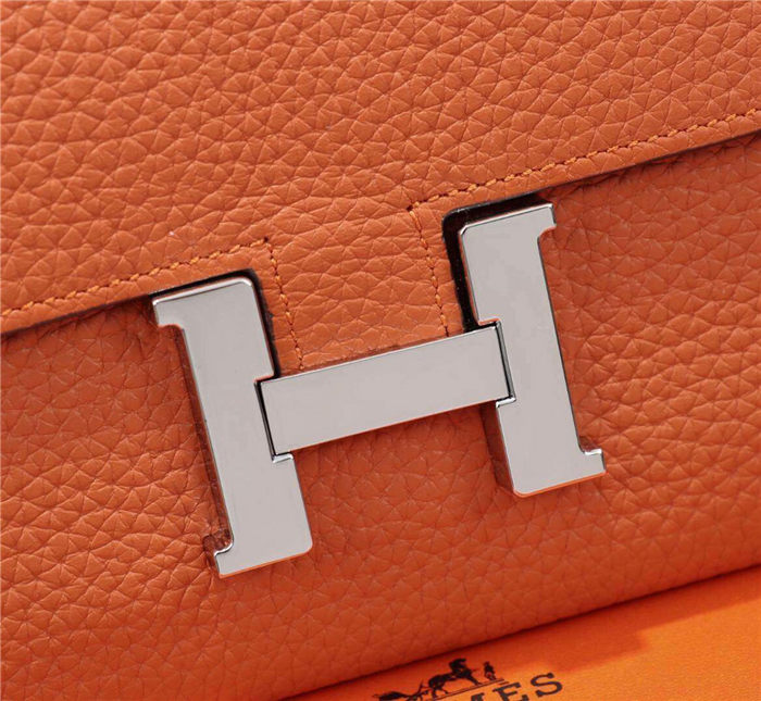 Hermes Constance Long Wallet Calfskin In Orange High