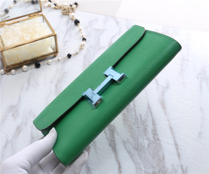 Hermes Constance Long Wallet Epsom Calfskin In Green High