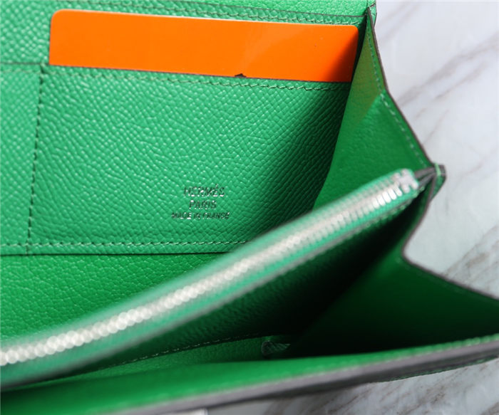 Hermes Constance Long Wallet Epsom Calfskin In Green High