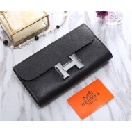 Hermes Constance Long Wallet Epsom Calfskin In Black High