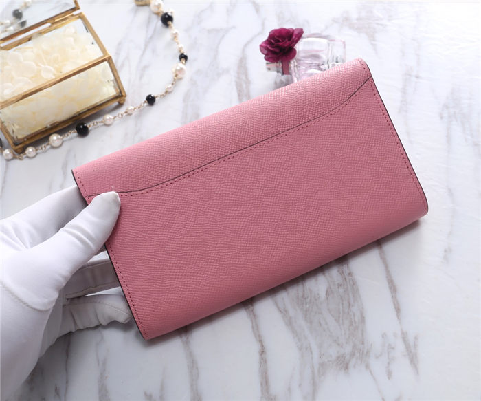 Hermes Constance Long Wallet Epsom Calfskin In Pink High