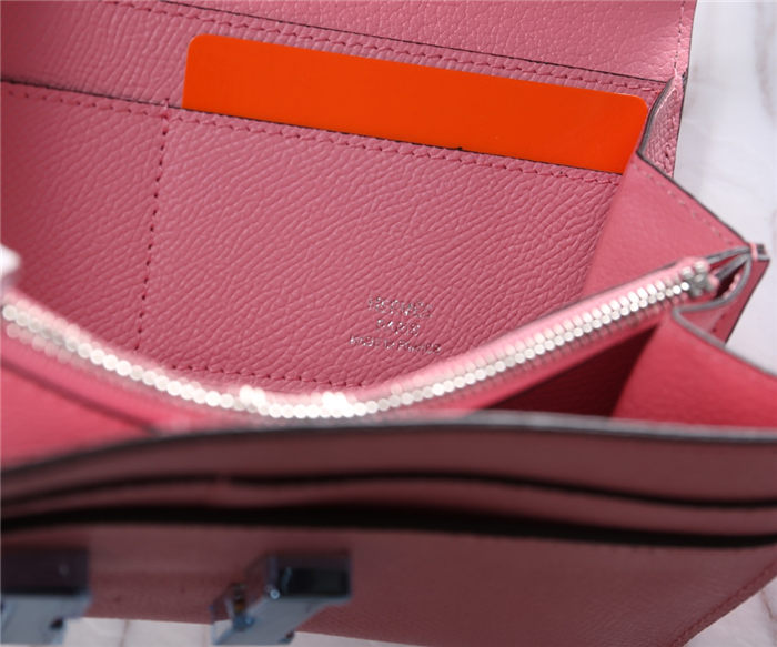 Hermes Constance Long Wallet Epsom Calfskin In Pink High