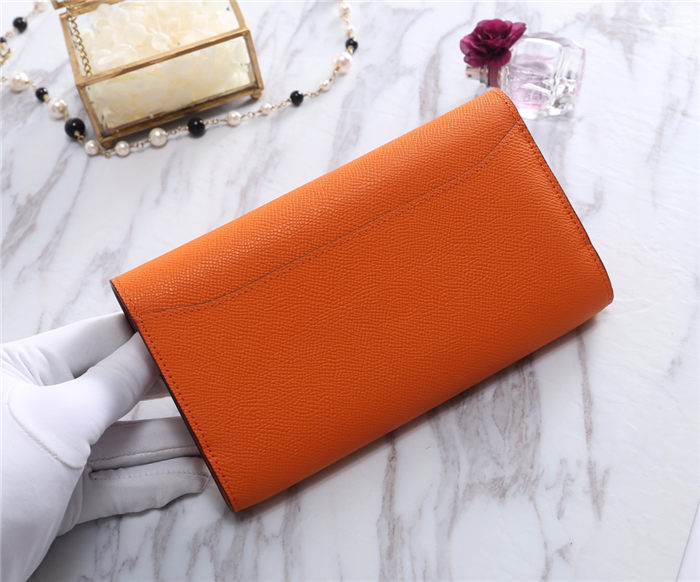 Hermes Constance Long Wallet Epsom Calfskin In Orange High