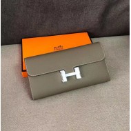 Hermes Constance Long Wallet Epsom Calfskin In Tourterelle High