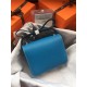 Hermes Mini Constance 18cm/24cm Epsom Bag Silver/Gold Metal Denim Blue High