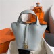 Hermes Picotin Lock 18/22 Bag Togo Leather In Blue Brume-Gold WAX High