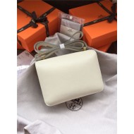 Hermes Mini Constance 18cm/24cm Epsom Bag Silver/Gold Metal Cream High