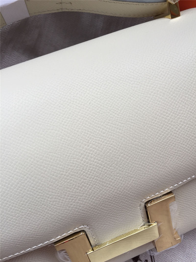 Hermes Mini Constance 18cm/24cm Epsom Bag Silver/Gold Metal Cream High