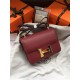 Hermes Mini Constance 18cm/24cm Epsom Bag Silver/Gold Metal Burgundy High