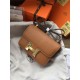 Hermes Mini Constance 18cm/24cm Epsom Bag Silver/Gold Metal Tan High