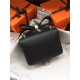 Hermes Mini Constance 18cm/24cm Epsom Bag Silver/Gold Metal Black High