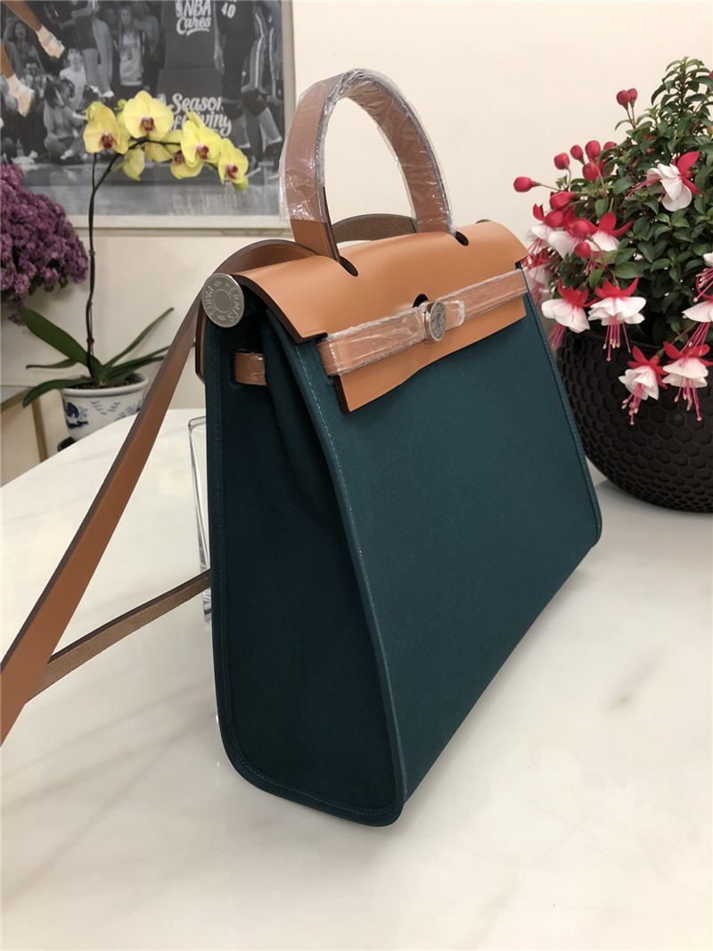 Hermes Herbag 31 bag Canvas and Leather Olive High