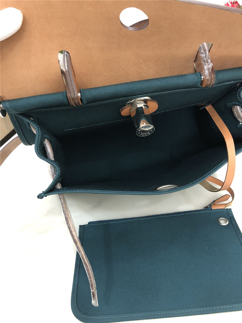 Hermes Herbag 31 bag Canvas and Leather Olive High