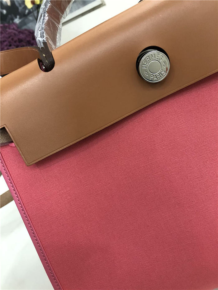 Hermes Herbag 31 bag Canvas and Leather Pink High