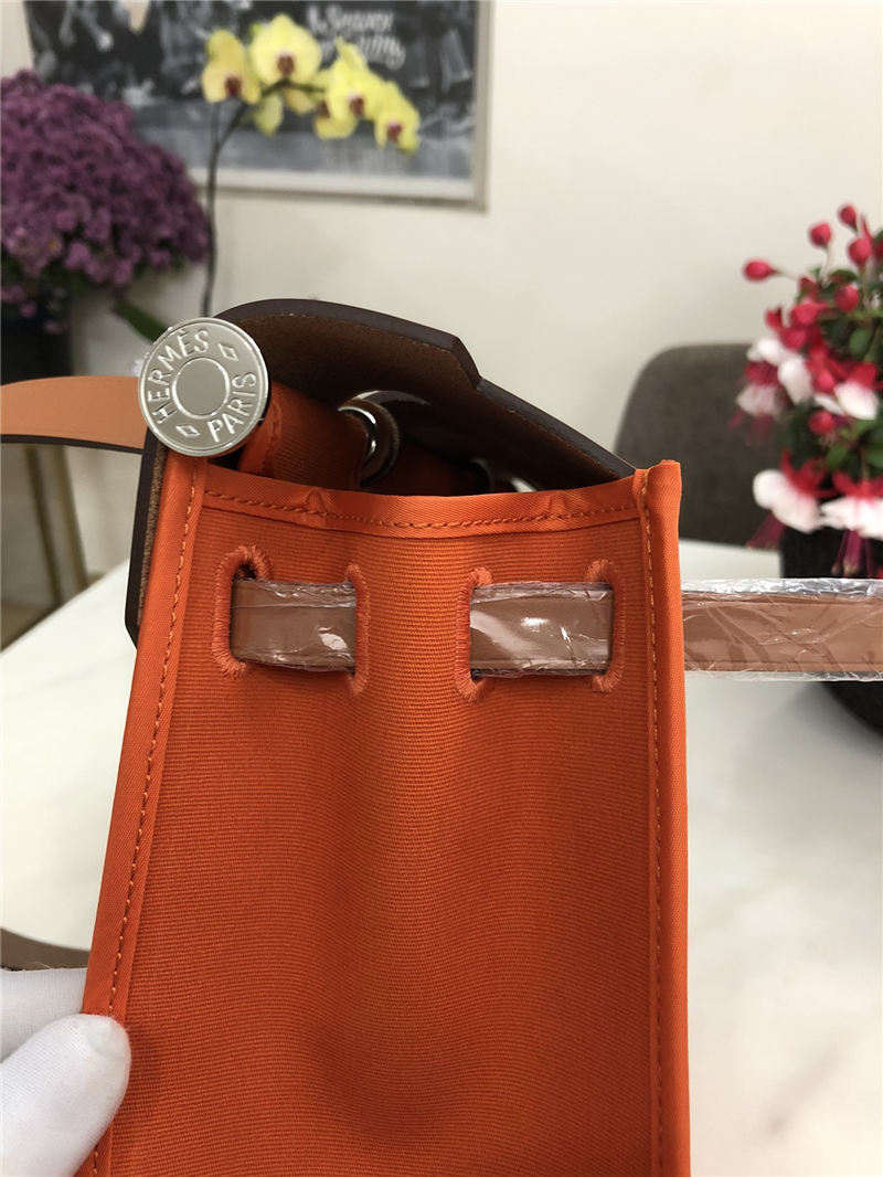 Hermes Herbag 31 bag Canvas and Leather Orange High