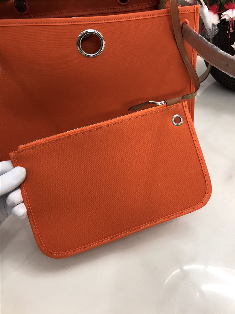 Hermes Herbag 31 bag Canvas and Leather Orange High