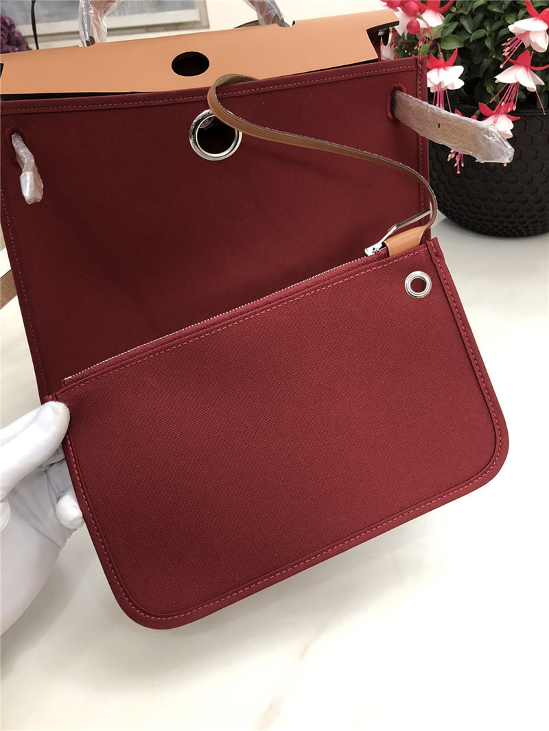 Hermes Herbag 31 bag Canvas and Leather Burgundy High