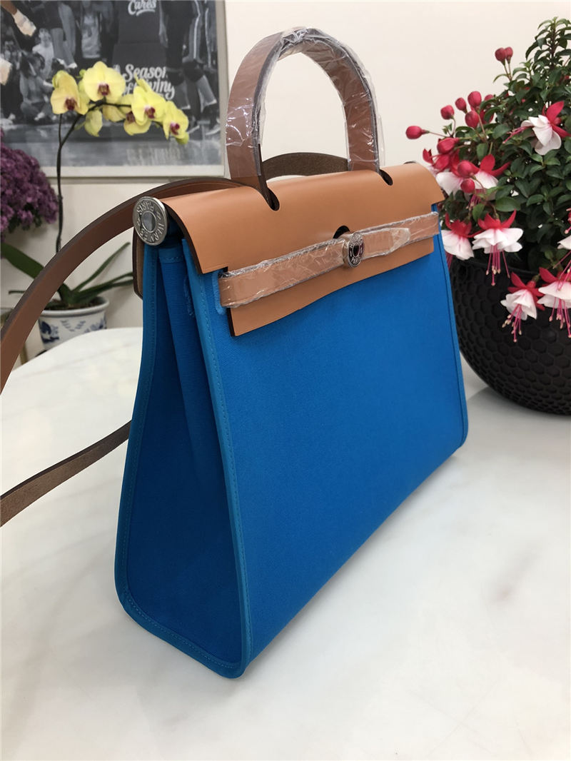 Hermes Herbag 31 bag Canvas and Leather Royal Blue High