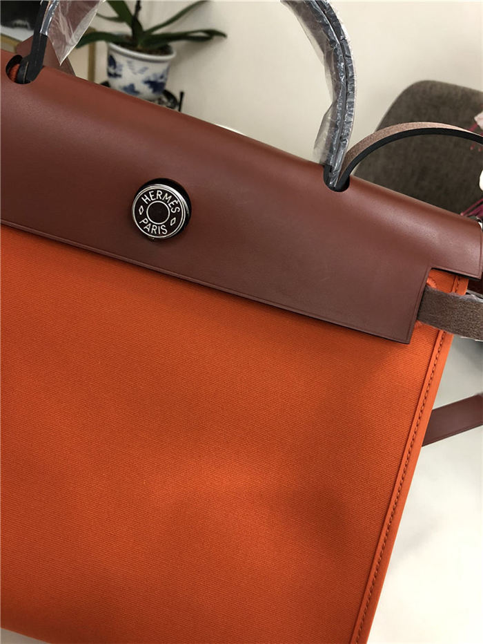 Hermes Herbag 31 bag Canvas and Leather Orange High