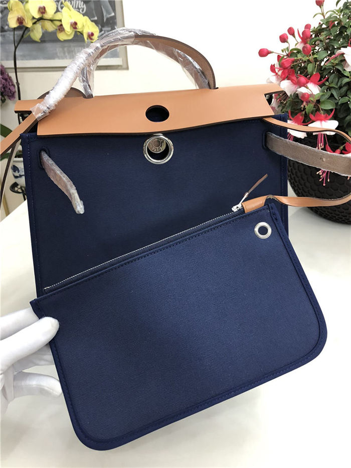 Hermes Herbag 31 bag Canvas and Leather Navy High