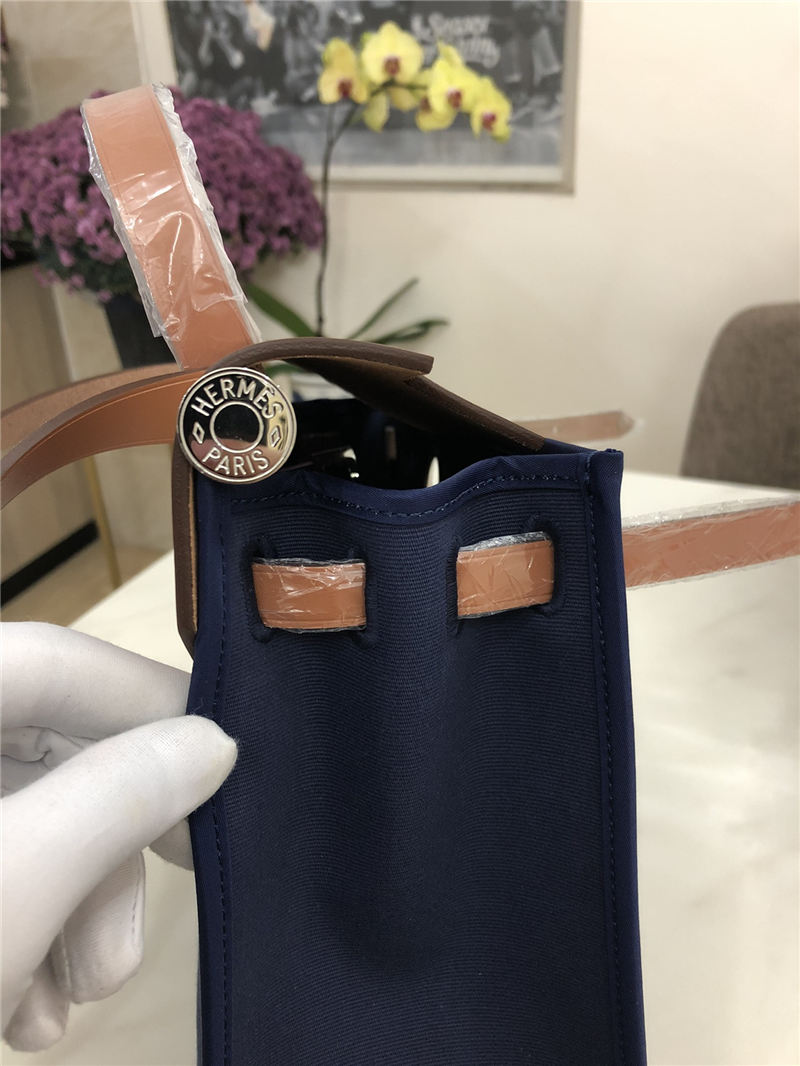 Hermes Herbag 31 bag Canvas and Leather Navy High