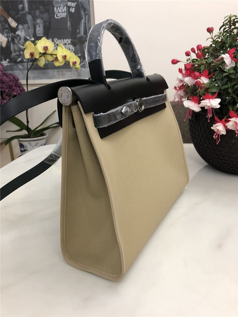 Hermes Herbag 31 bag Canvas and Leather Beige High