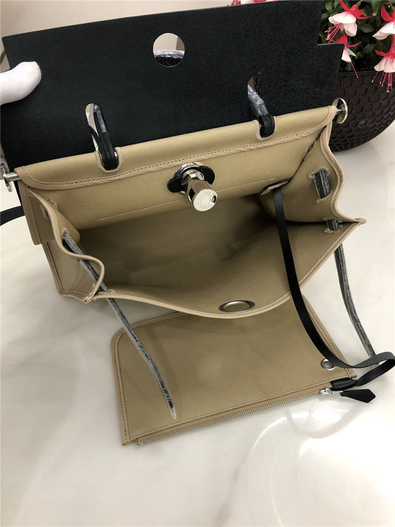 Hermes Herbag 31 bag Canvas and Leather Beige High