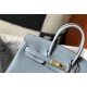 Hermes Birkin 25/30/35cm Bag Calfskin Silver/Gold Metal In Lt-Blue High