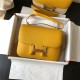 Hermes Mini Constance 18cm/24cm Epsom Bag Silver/Gold Metal Yellow High