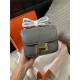 Hermes Mini Constance Crocodile Leather Bag Silver/Gold Metal High