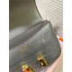 Hermes Mini Constance Crocodile Leather Bag Silver/Gold Metal High