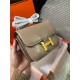 Hermes Mini Constance Crocodile Leather Bag Silver/Gold Metal High