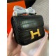 Hermes Mini Constance Crocodile Leather Bag Silver/Gold Metal High