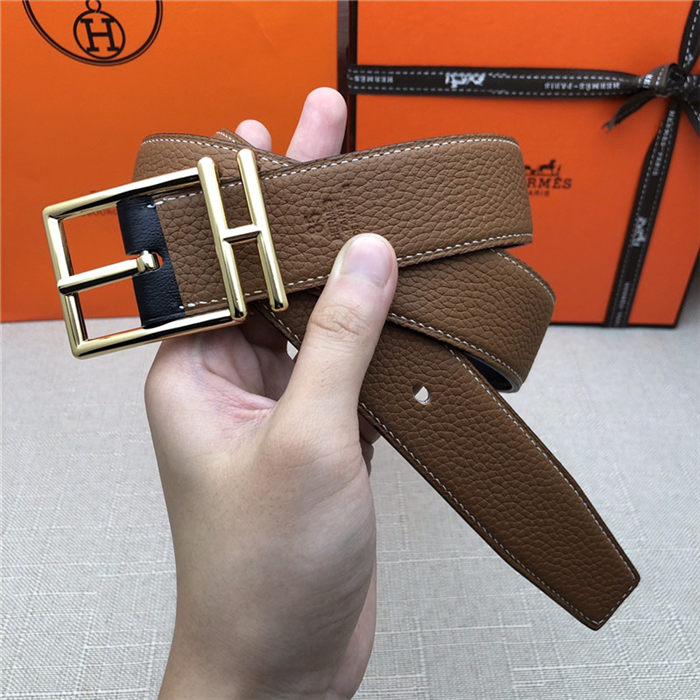 Hermes Nathan 32 reversible belt Togo Camel High