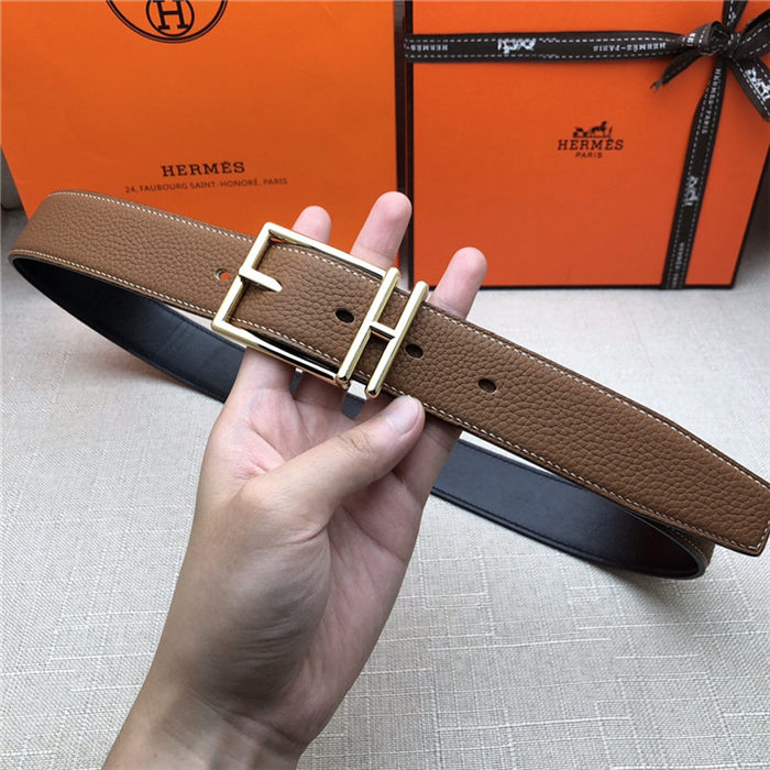 Hermes Nathan 32 reversible belt Togo Camel High