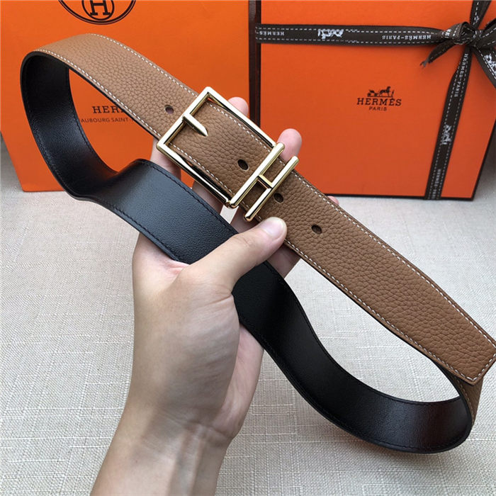 Hermes Nathan 32 reversible belt Togo Camel High