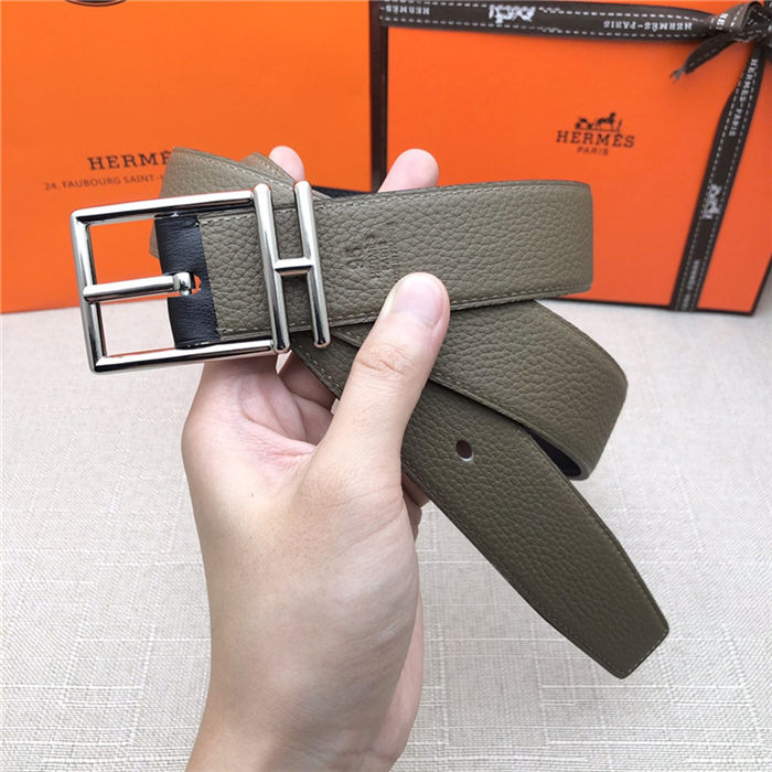 Hermes Nathan 32 reversible belt Togo Grey High