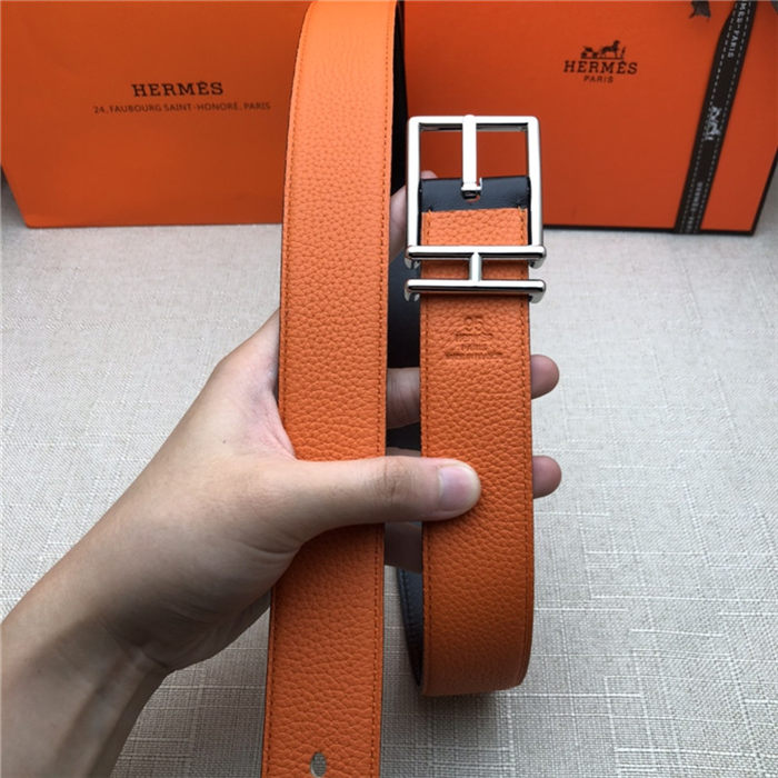 Hermes Nathan 32 reversible belt Togo Orange High