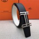 Hermes H au Carre belt buckle & Reversible leather strap 38 mm Epsom Black/White High